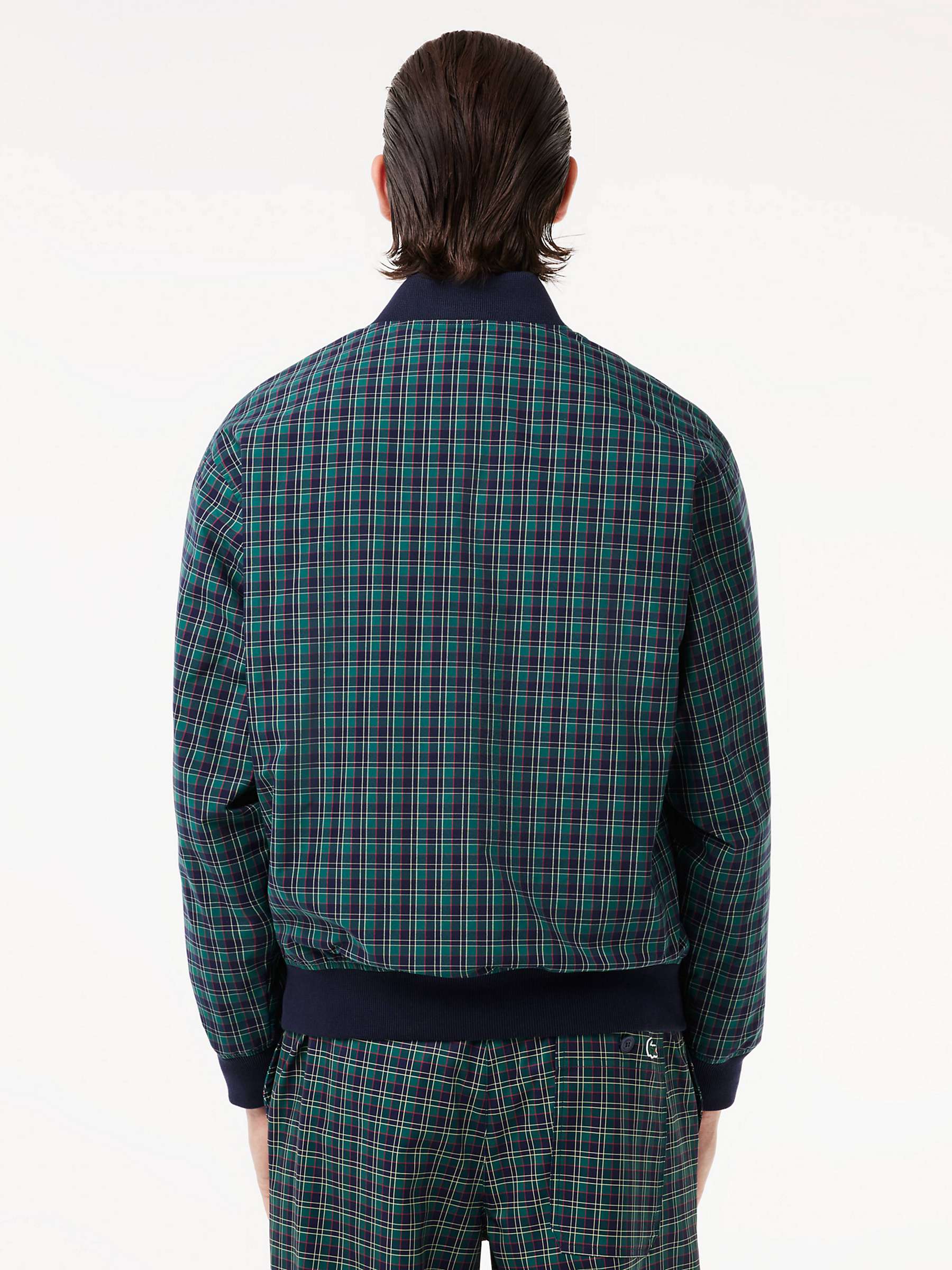 Buy Lacoste Checked Showerproof Harrington Jacket, Navy/Multi Online at johnlewis.com
