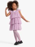 Lindex Kids' Tiered Mesh Dress, Light Lilac