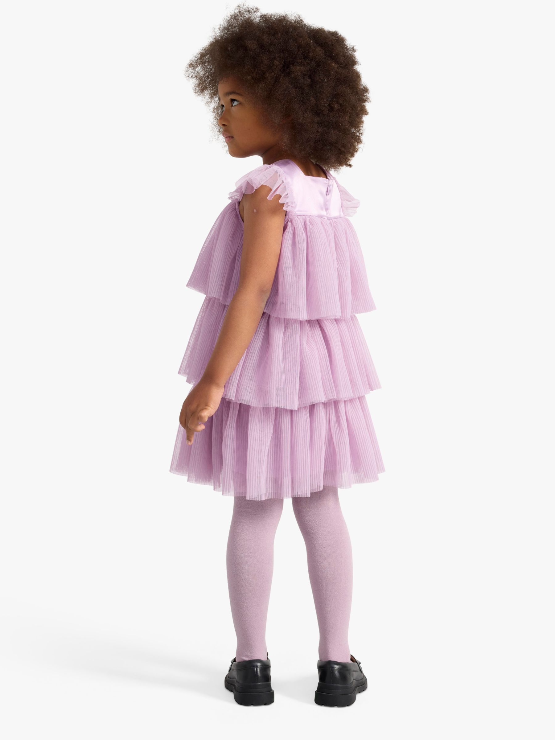 Buy Lindex Kids' Tiered Mesh Dress, Light Lilac Online at johnlewis.com