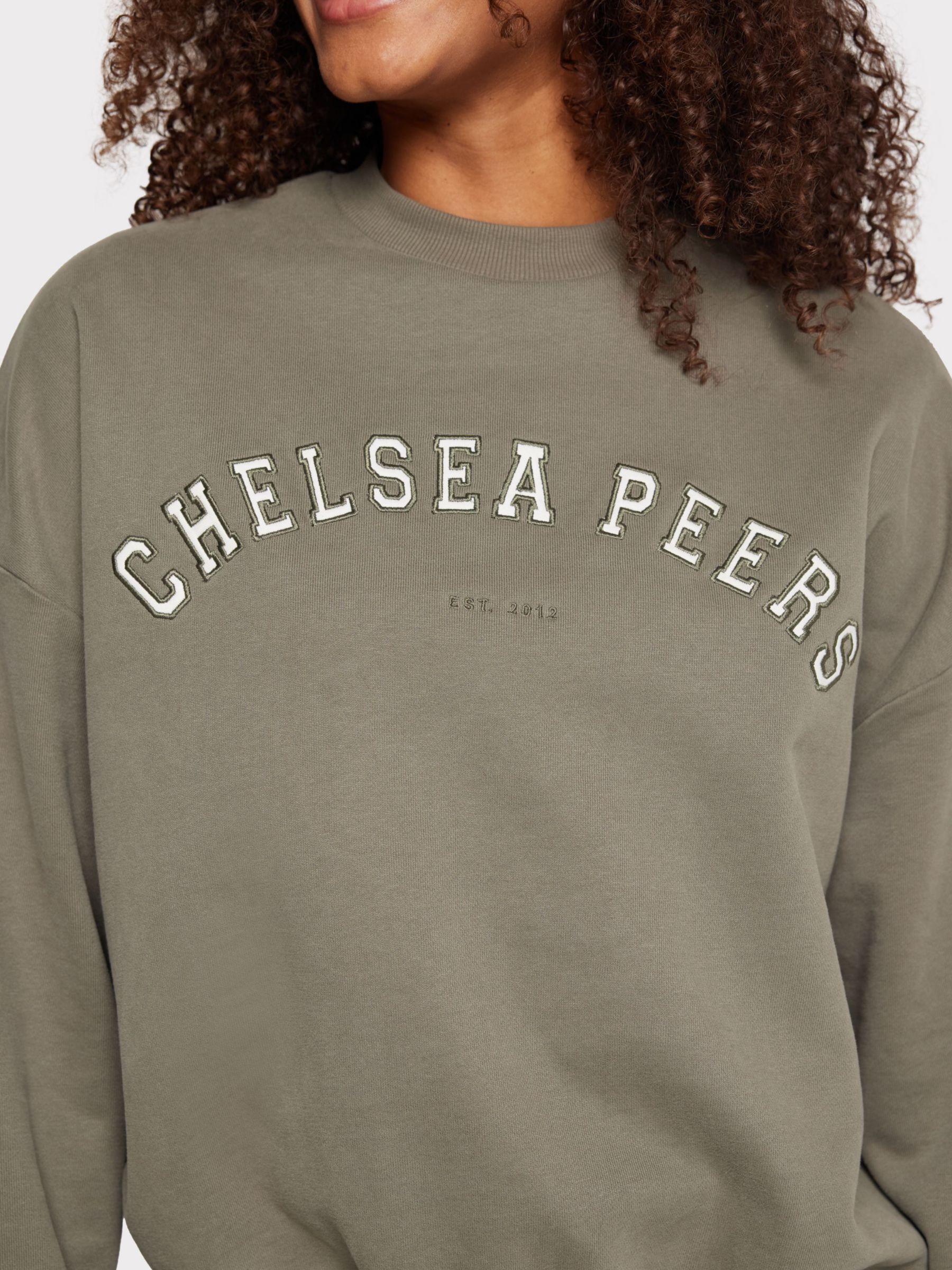 Buy Chelsea Peers GOTS Organic Cotton Logo Sweatshirt, Khaki Online at johnlewis.com
