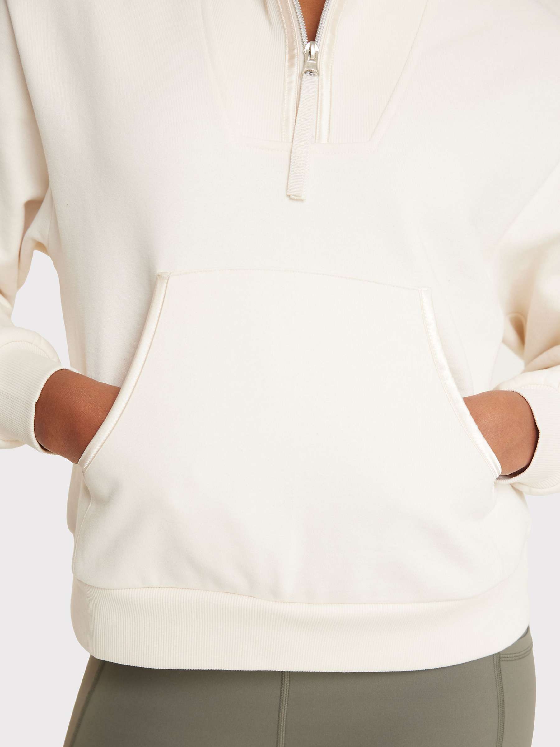 Buy Chelsea Peers Organic Cotton Quarter Zip Sweatshirt, Off White Online at johnlewis.com