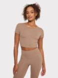 Chelsea Peers Stretch Cropped T-Shirt, Brown