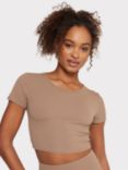 Chelsea Peers Stretch Cropped T-Shirt, Brown