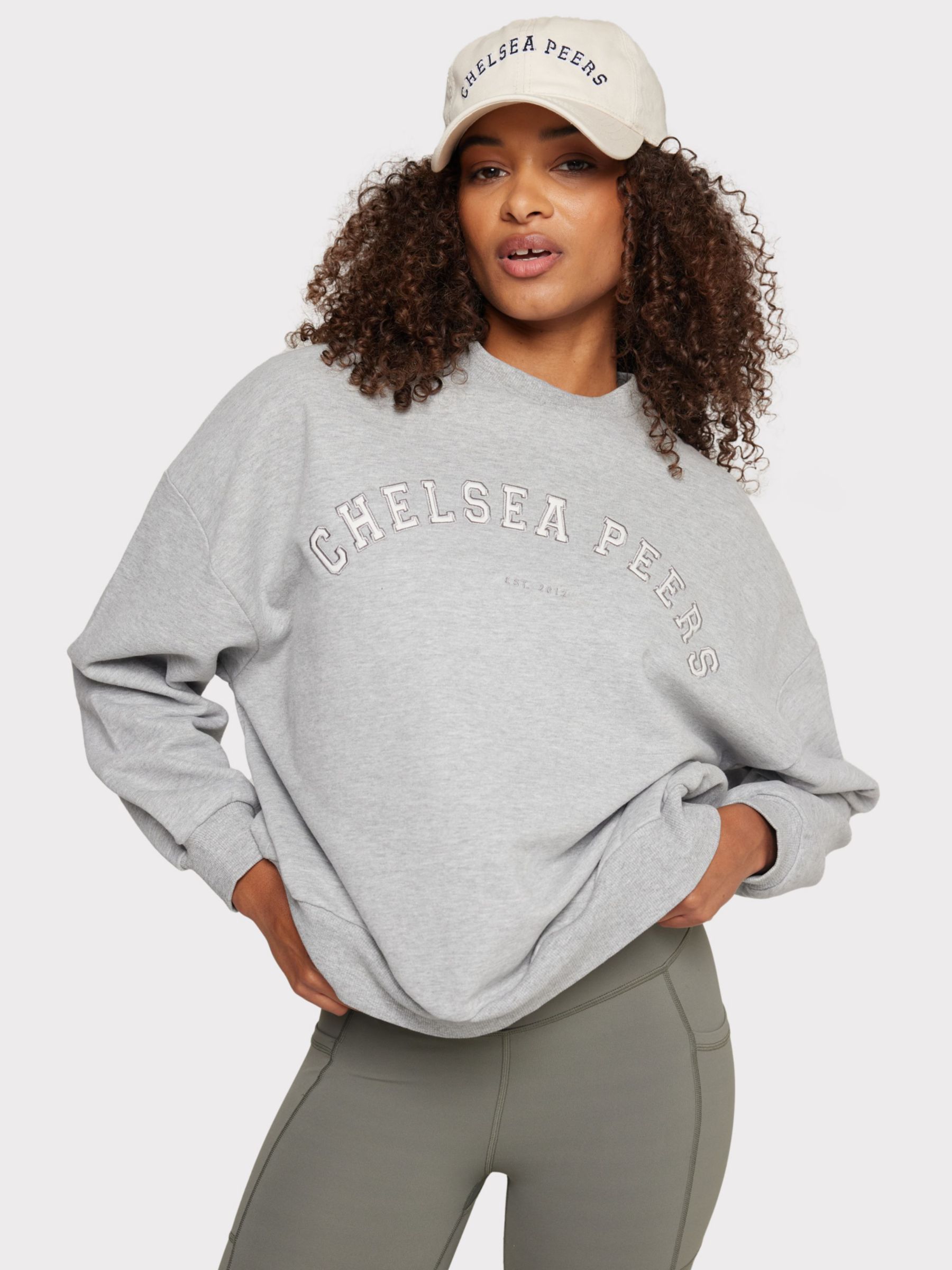 Chelsea Peers Embroidered Logo Sweatshirt, Grey at John Lewis & Partners