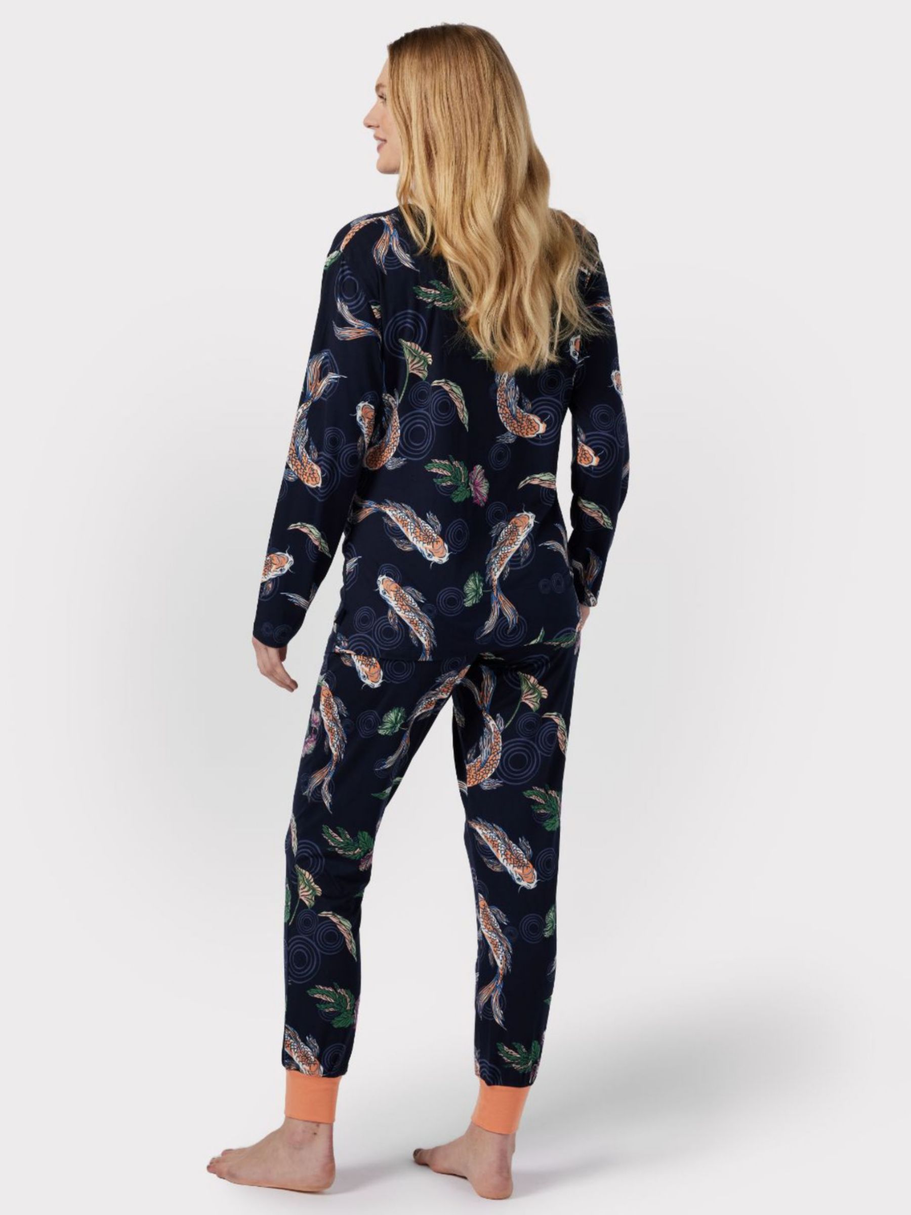 Buy Chelsea Peers Maternity Koi Fish Print Pyjama Set, Navy Online at johnlewis.com