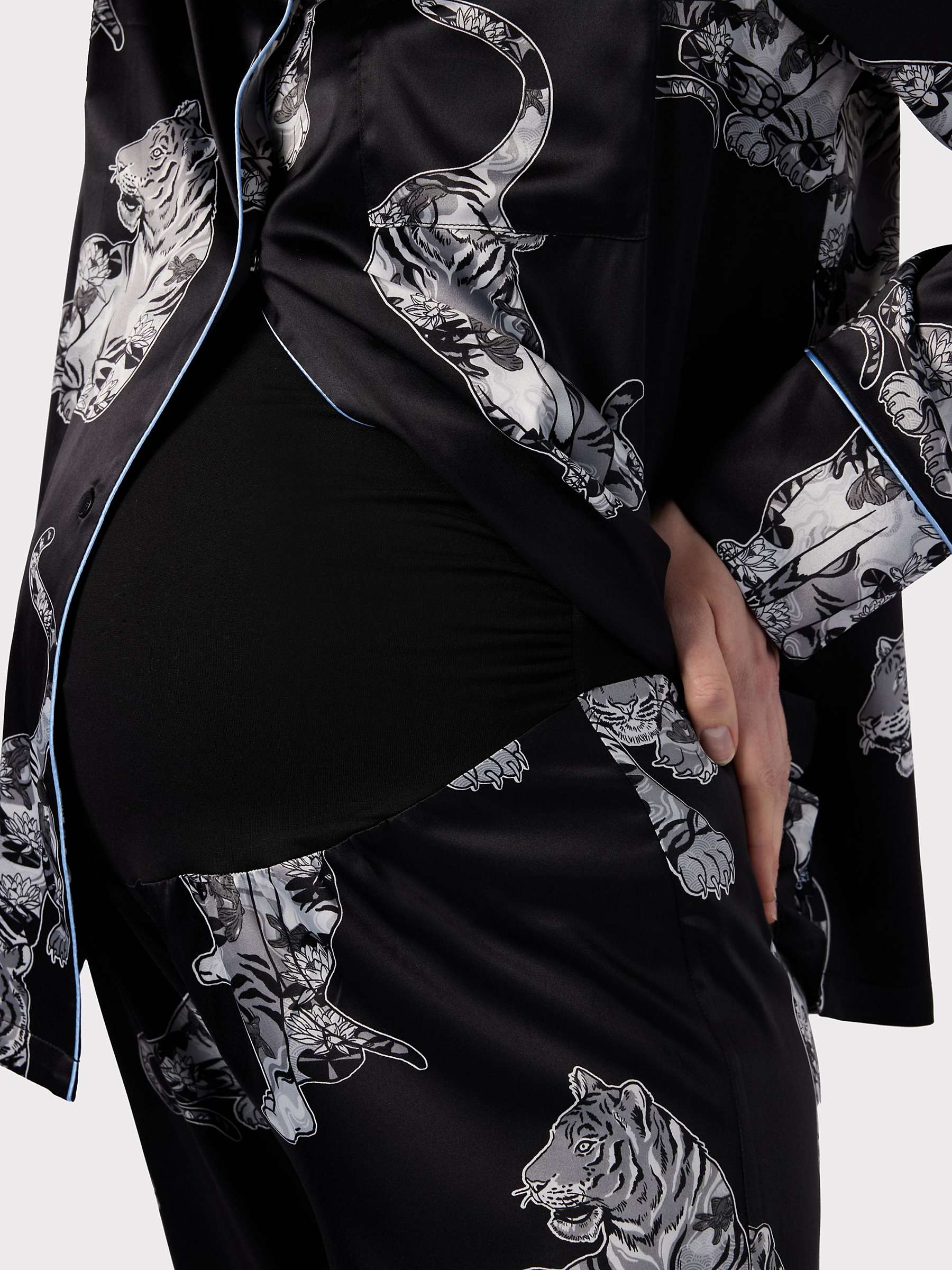 Buy Chelsea Peers Maternity Satin Tiger Print Pyjama Set, Black Online at johnlewis.com