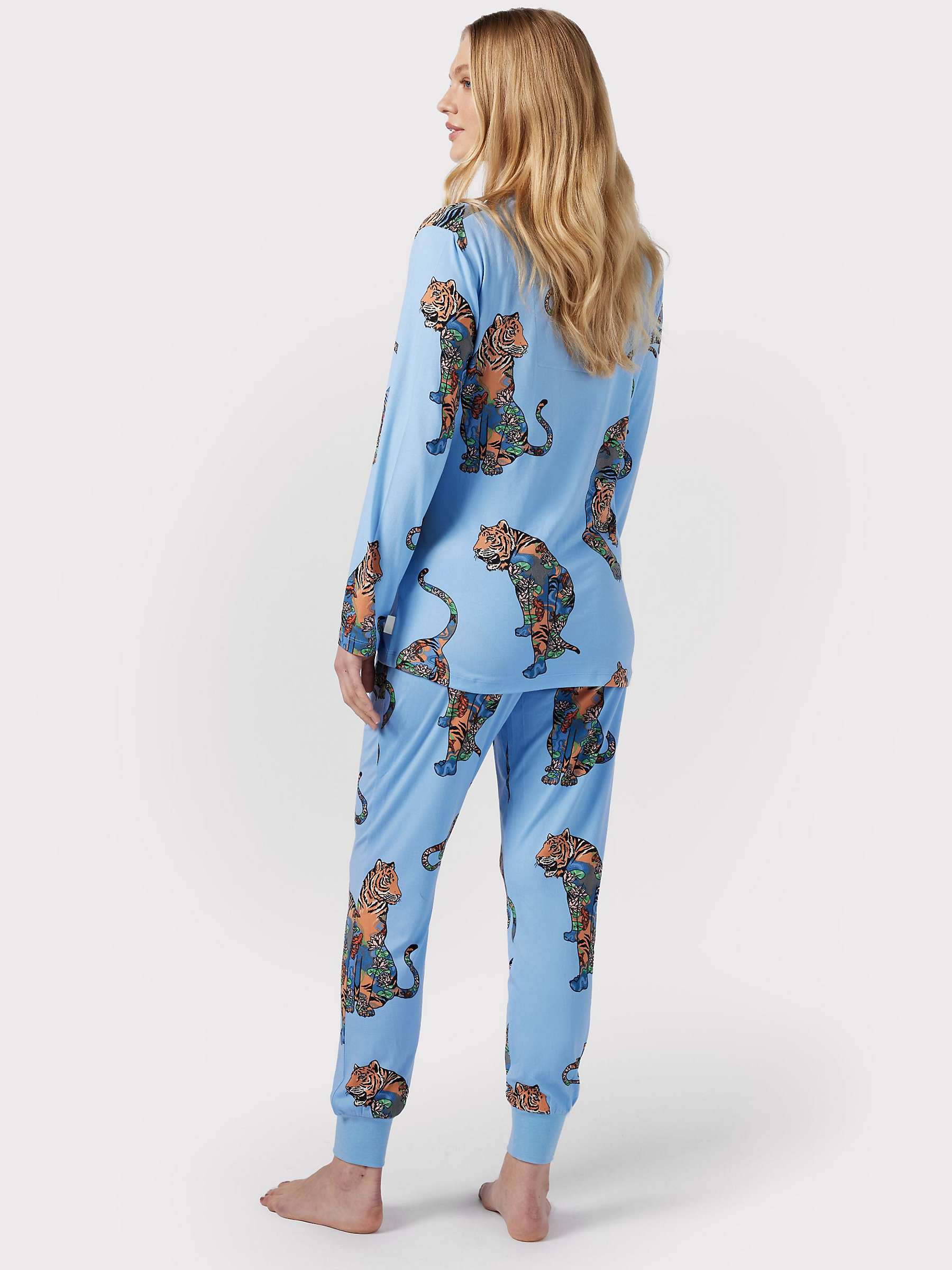 Buy Chelsea Peers Maternity Lotus Tiger Print Pyjama Set, Blue Online at johnlewis.com