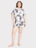 Chelsea Peers Curve Organic Cotton Tiger Print Short Pyjama Set, Off White