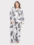 Chelsea Peers Curve Organic Cotton Tiger Print Long Pyjamas, Off White
