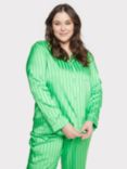 Chelsea Peers Curve Satin Jacquard Stripe Long Pyjama Set, Green
