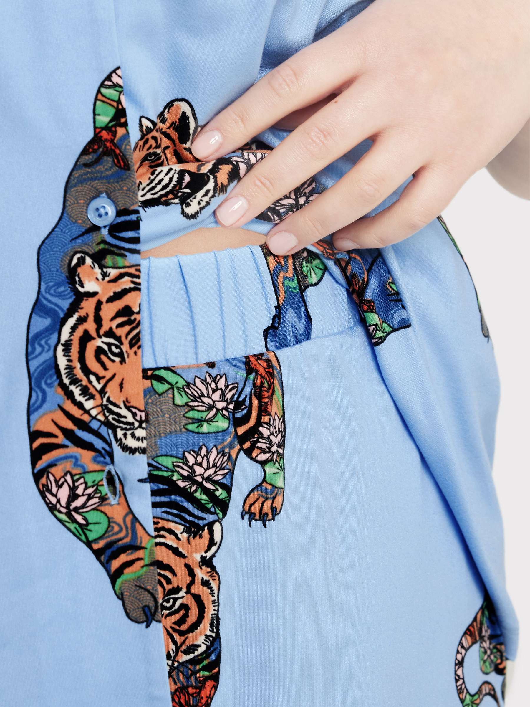 Buy Chelsea Peers Curve Lotus Tiger Print Short Pyjama Set, Blue Online at johnlewis.com