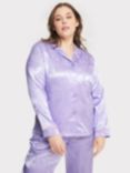 Chelsea Peers Curve Satin Jacquard Dragon Print Long Pyjama Set, Purple