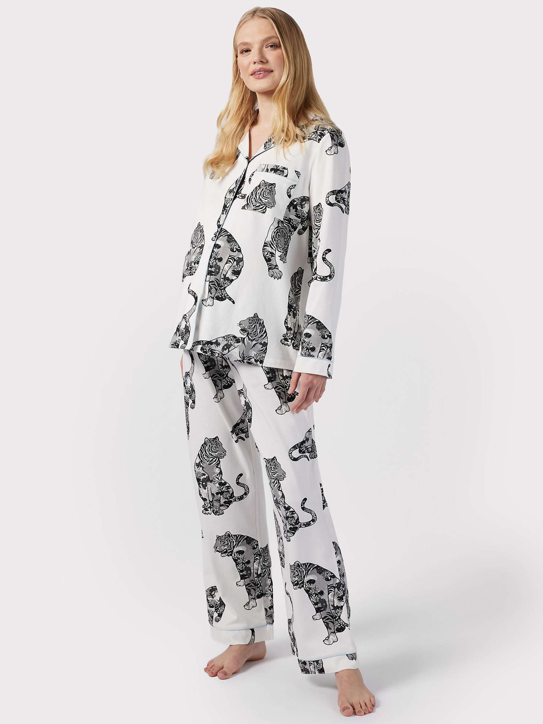 Buy Chelsea Peers Maternity Tiger Print Pyjama Set, Off White Online at johnlewis.com