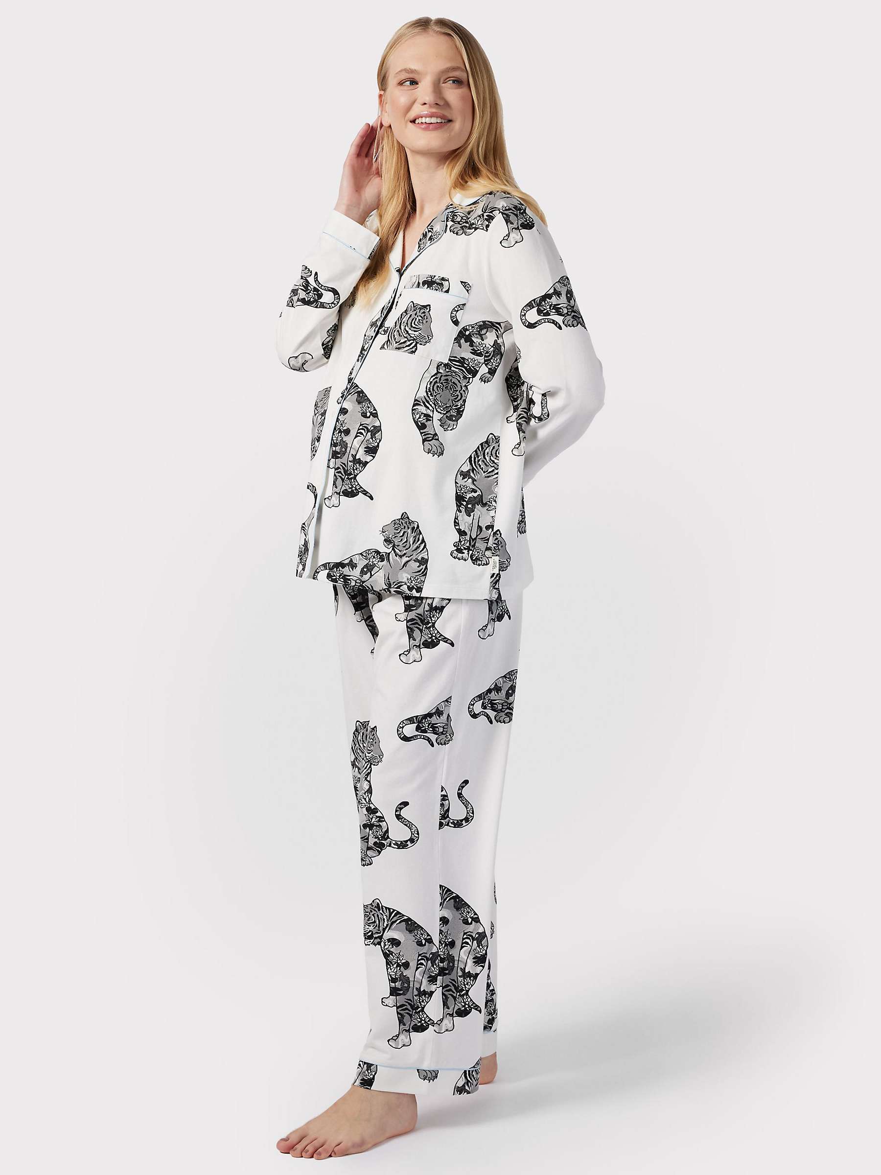 Buy Chelsea Peers Maternity Tiger Print Pyjama Set, Off White Online at johnlewis.com