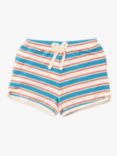 Little Green Radicals Baby Organic Cotton Blend Stripe Run Around Shorts, Blue/Walnut