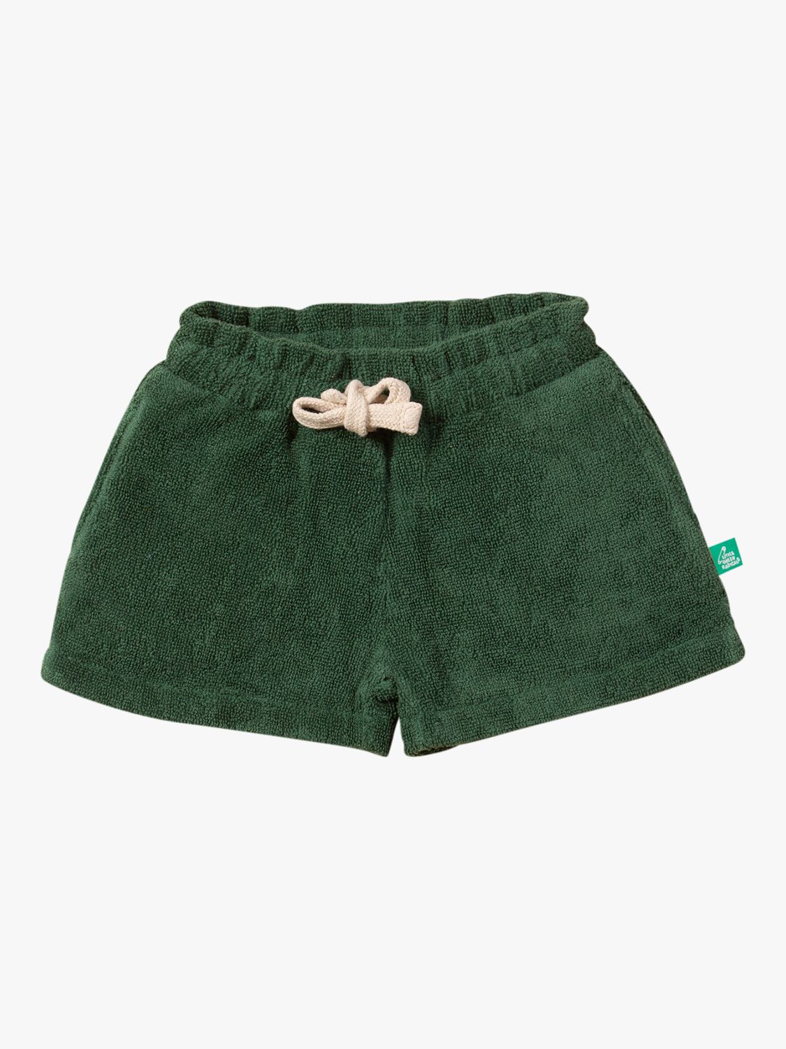 Little Green Radicals Baby Organic Cotton Towelling Shorts, Olive Solid, 6-7 years