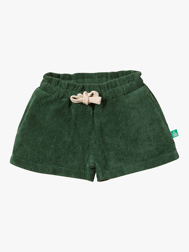 Little Green Radicals Baby Organic Cotton Towelling Shorts, Olive Solid