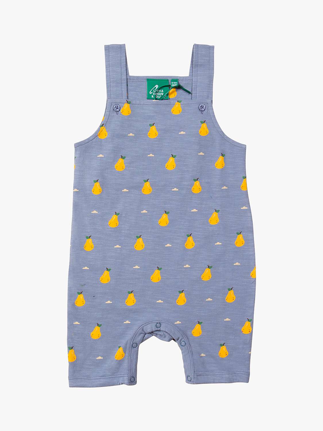 Buy Little Green Radicals Baby Organic Cotton Sunshine Pear Storytime Dungaree Shorts, Blue Online at johnlewis.com