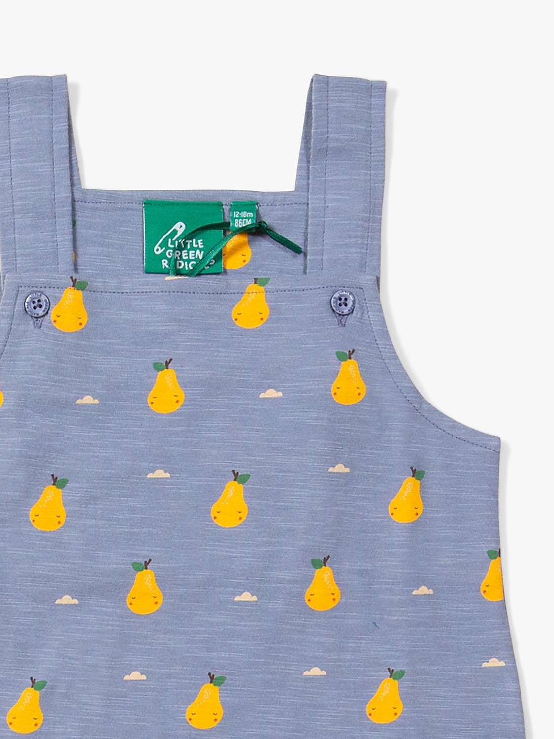 Buy Little Green Radicals Baby Organic Cotton Sunshine Pear Storytime Dungaree Shorts, Blue Online at johnlewis.com