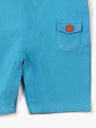 Little Green Radicals Baby Pocket Short Organic Cotton Dungarees, Blue Moon
