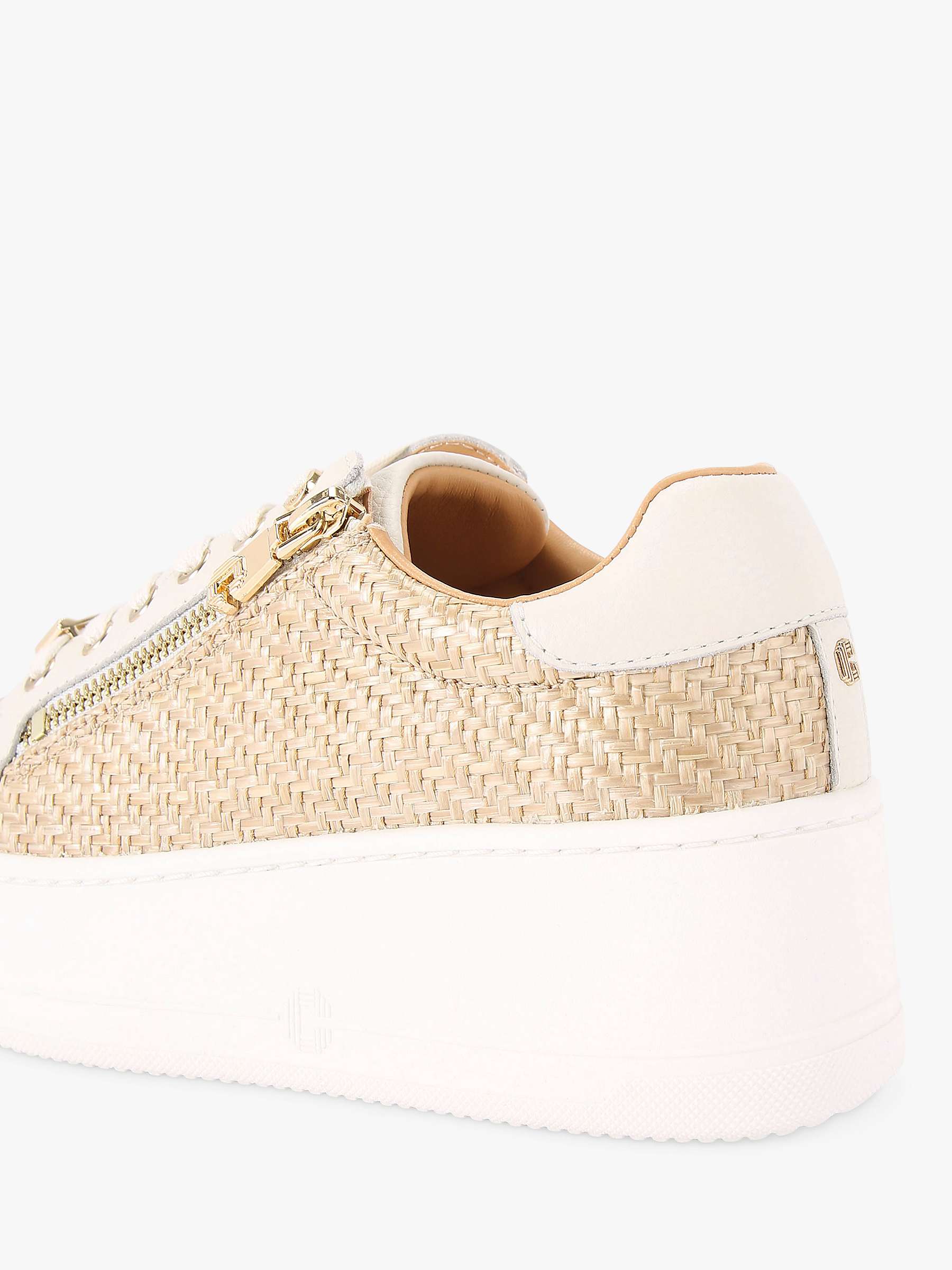 Buy Carvela Connected Zip Detail Woven Flatform Trainers, Beige/White Online at johnlewis.com