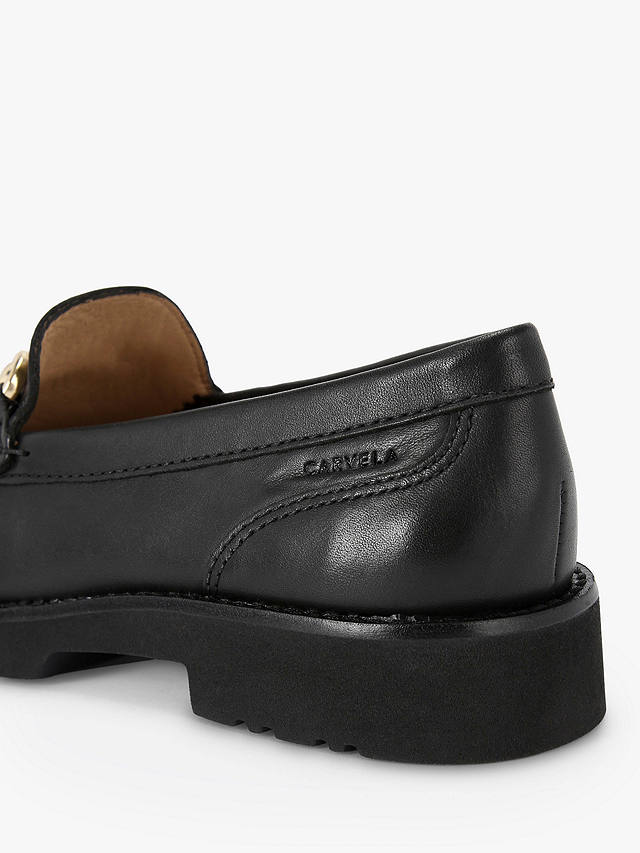 Carvela Chord Leather Snaffle Trim Loafers, Black