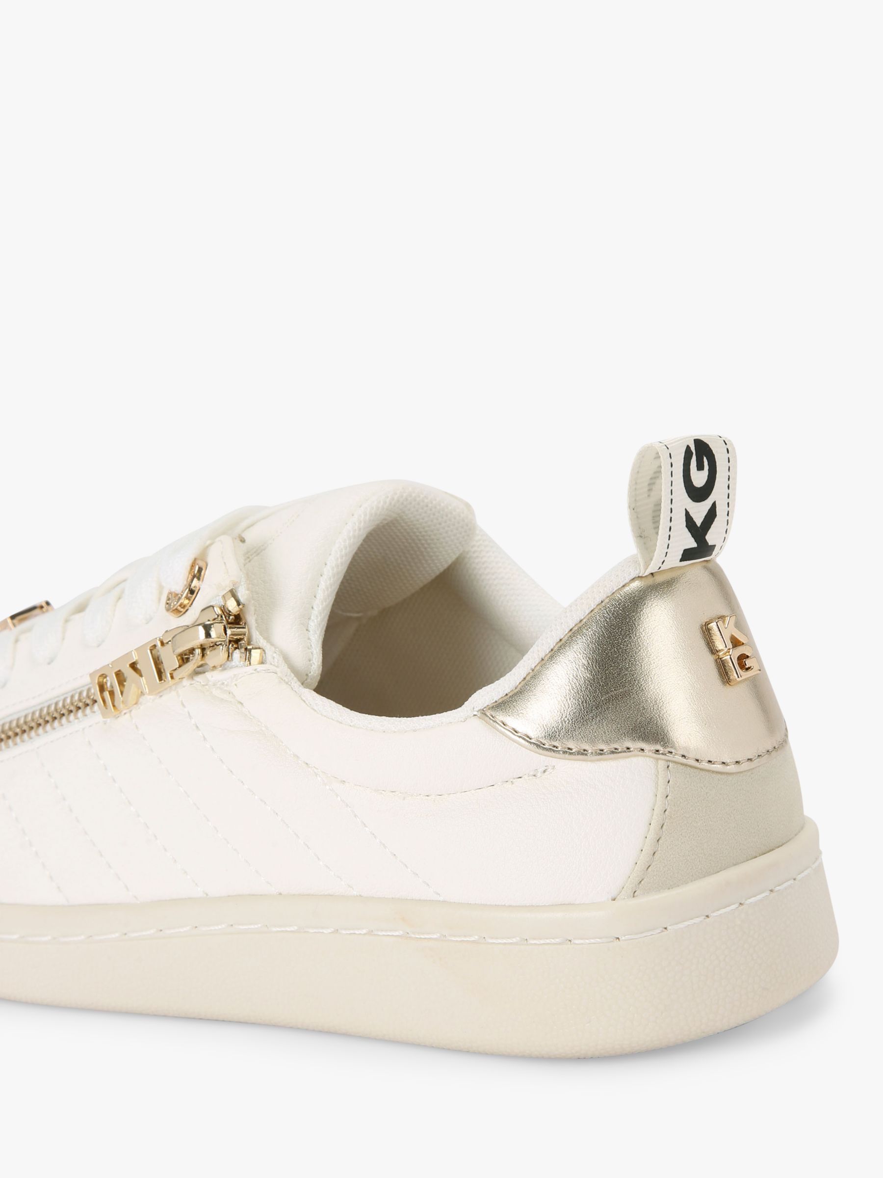 KG Kurt Geiger Liza Zip Quilted Trainers, White at John Lewis & Partners