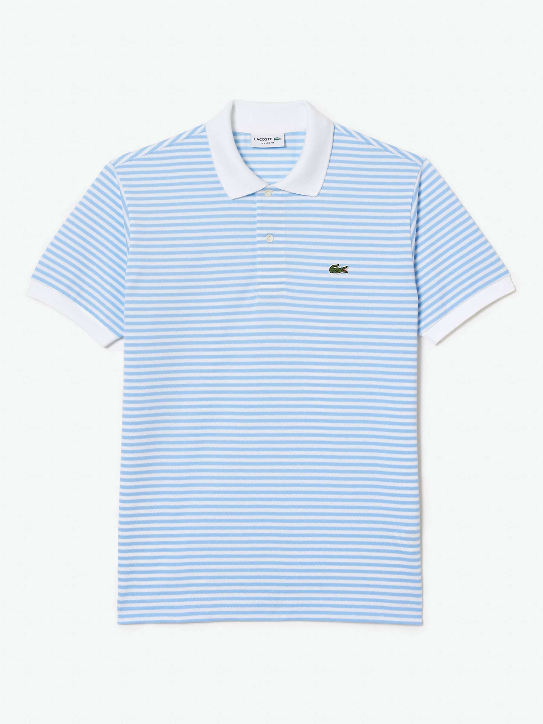 Buy Lacoste Core Essential Striped Cotton Polo Shirt, Blue/White Online at johnlewis.com