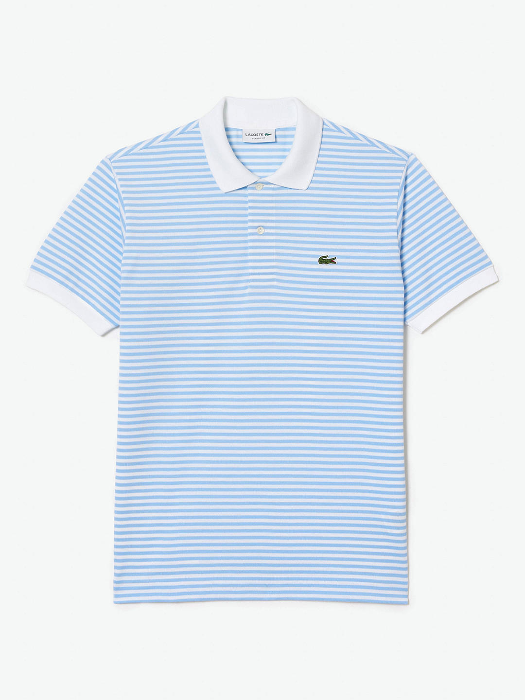 Lacoste Core Essential Striped Cotton Polo Shirt, Blue/White