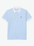 Lacoste Core Essential Striped Cotton Polo Shirt, Blue/White