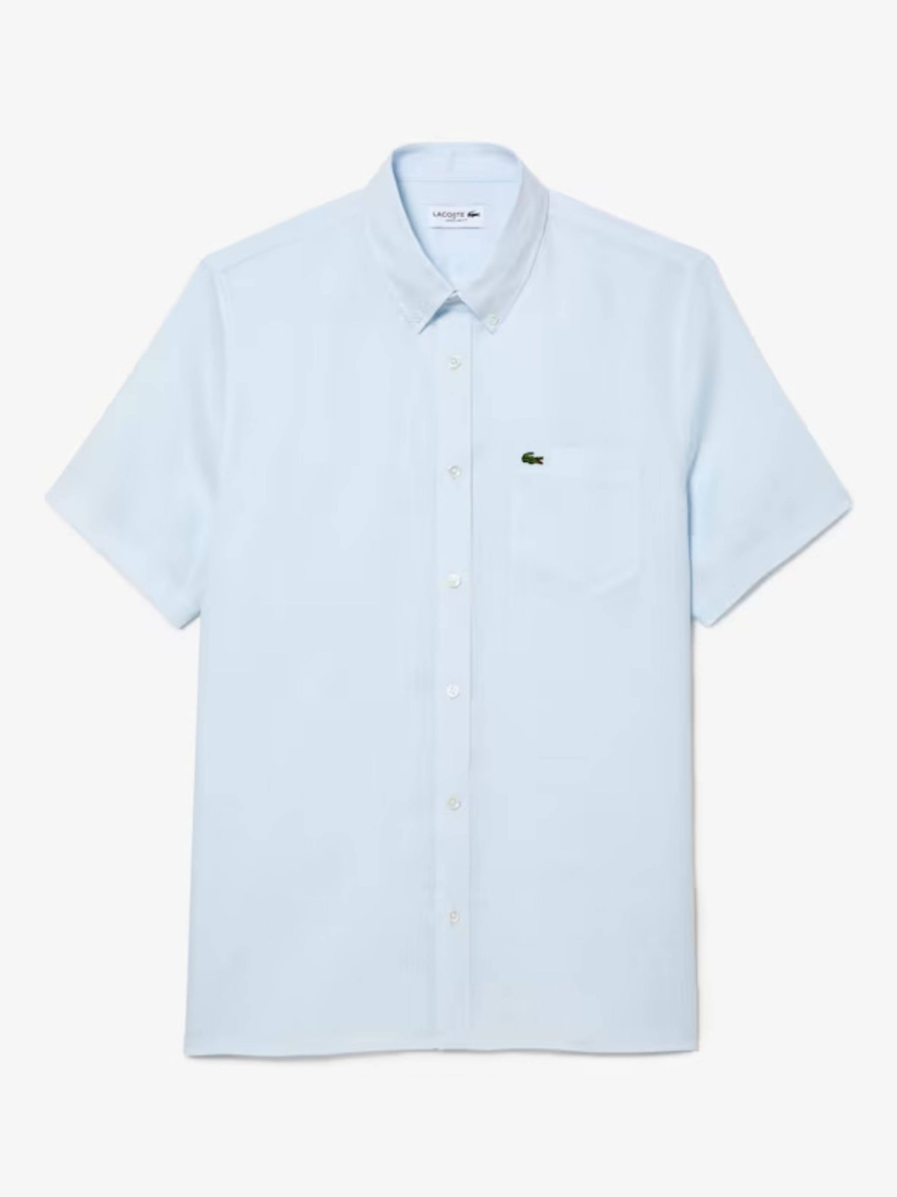 Lacoste Short Sleeve Linen Shirt, Blue at John Lewis & Partners