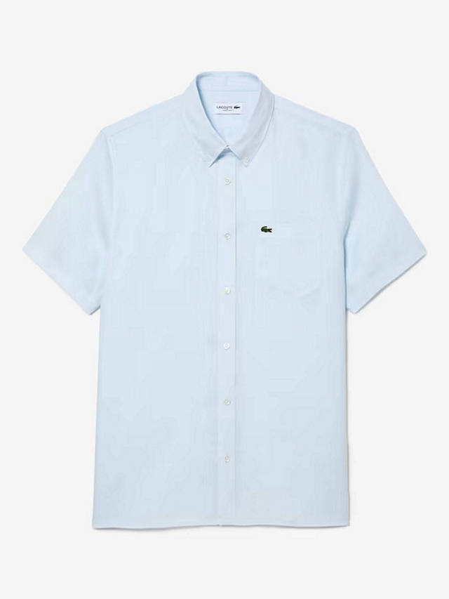 Lacoste Short Sleeve Linen Shirt, Blue