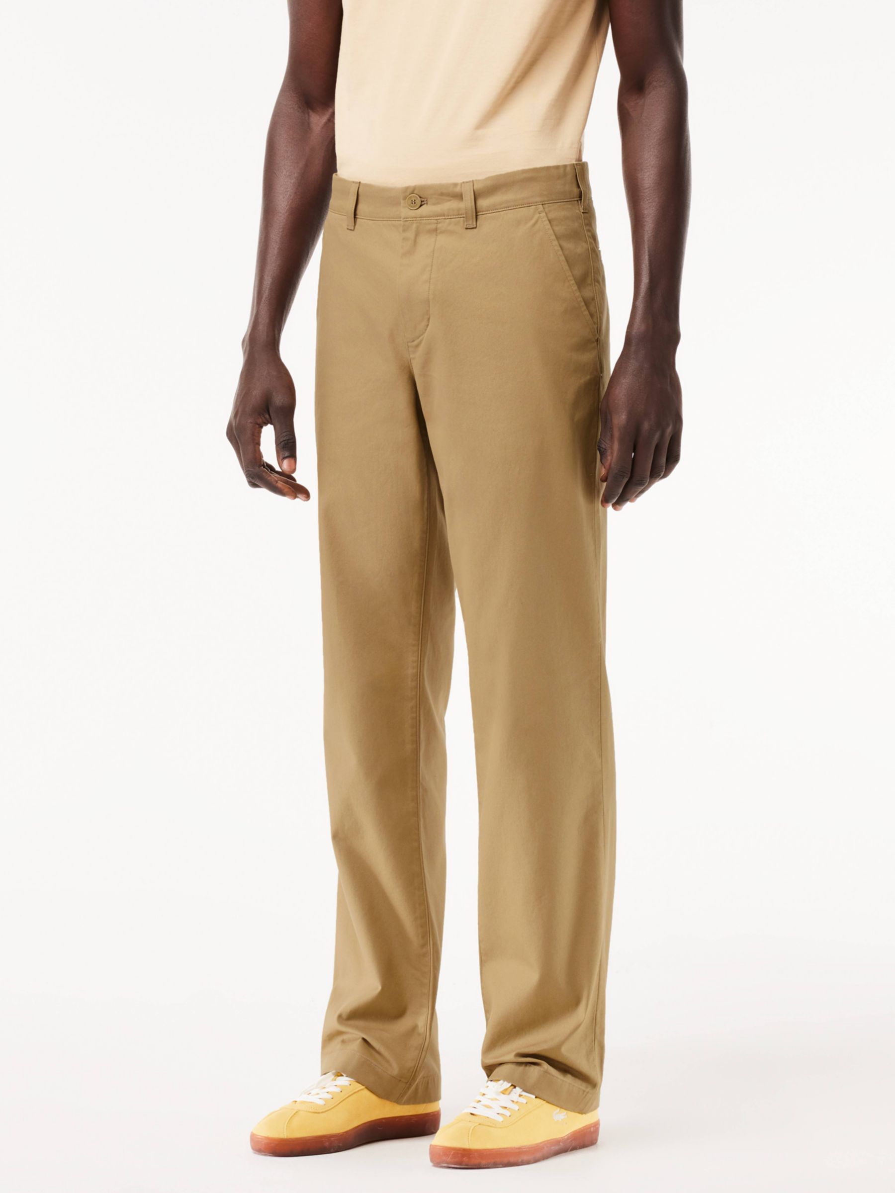 Buy Lacoste Core Essential Cotton Twill Chinos, Brown Online at johnlewis.com