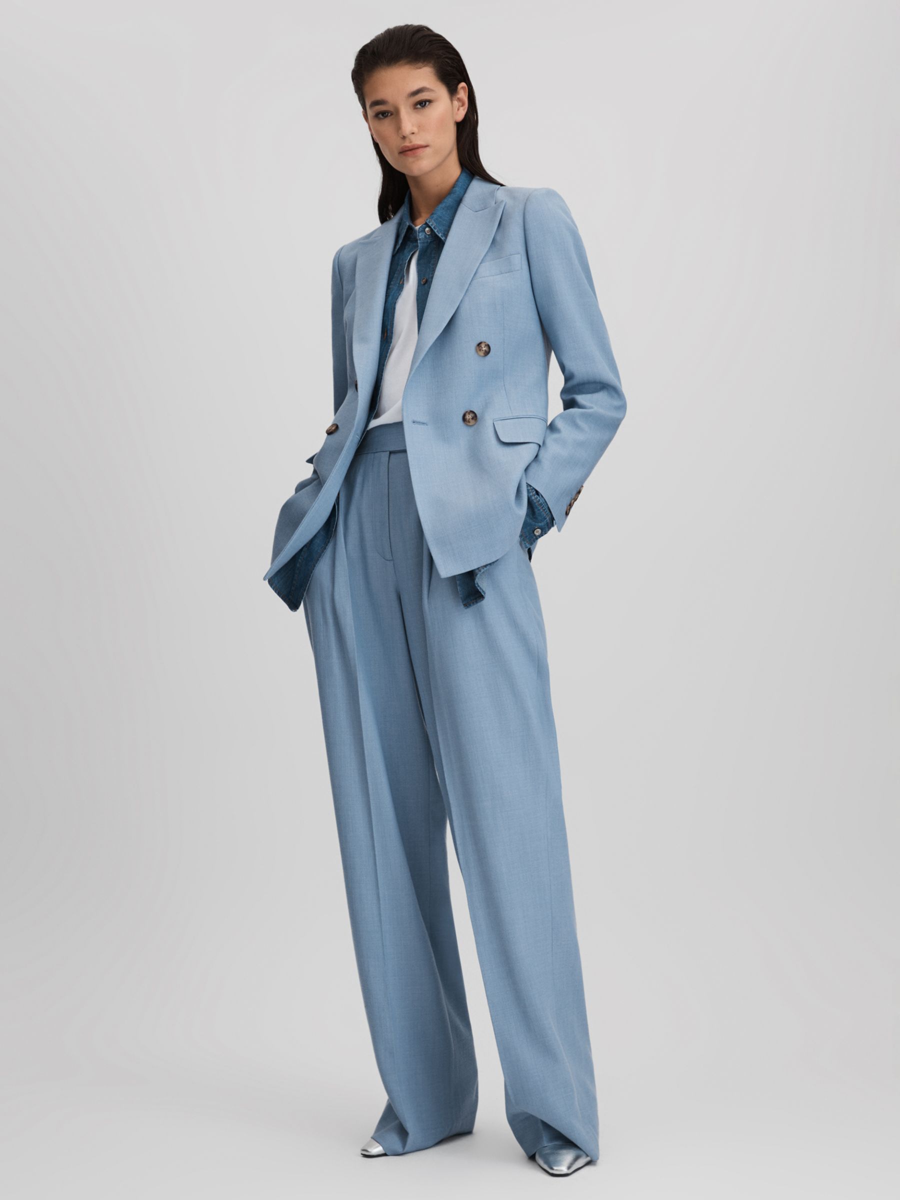 Buy Reiss Luna Double Breasted Blazer, Blue Online at johnlewis.com