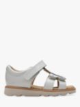 Clarks Kids' Crown Beat Leather T-Bar Sandals, White Patent