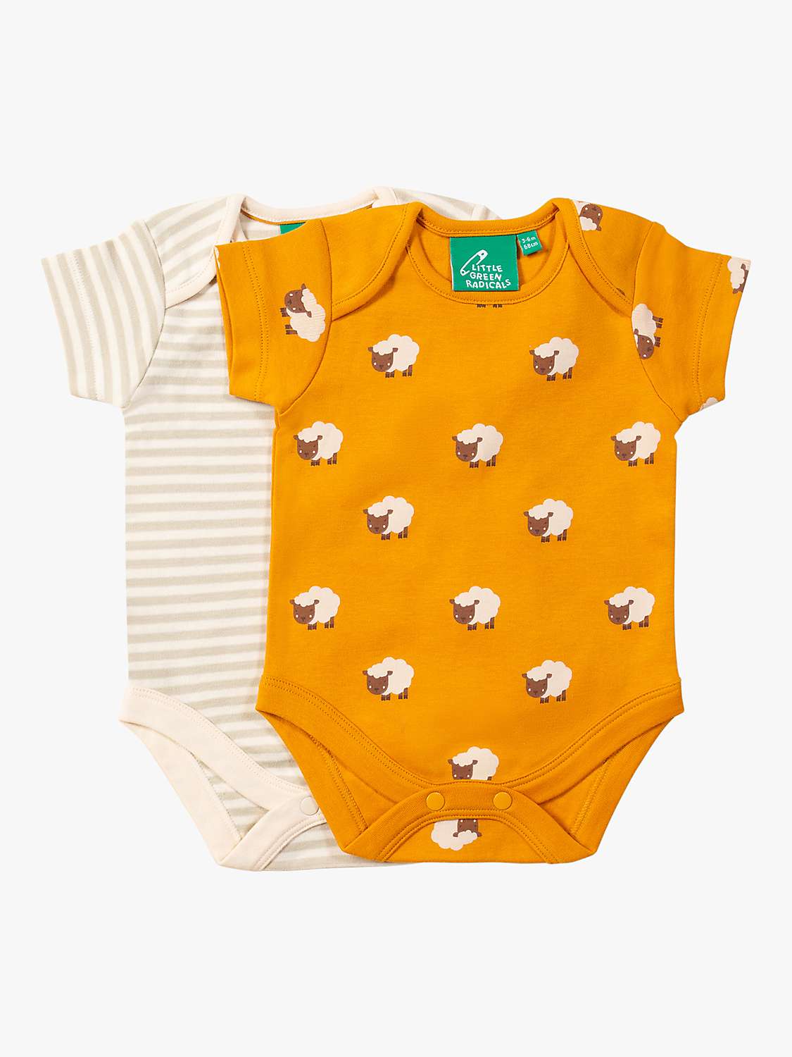Buy Little Green Radicals Baby Organic Cotton Counting Sheep Bodysuits, Pack of 2, Yellow/Multi Online at johnlewis.com