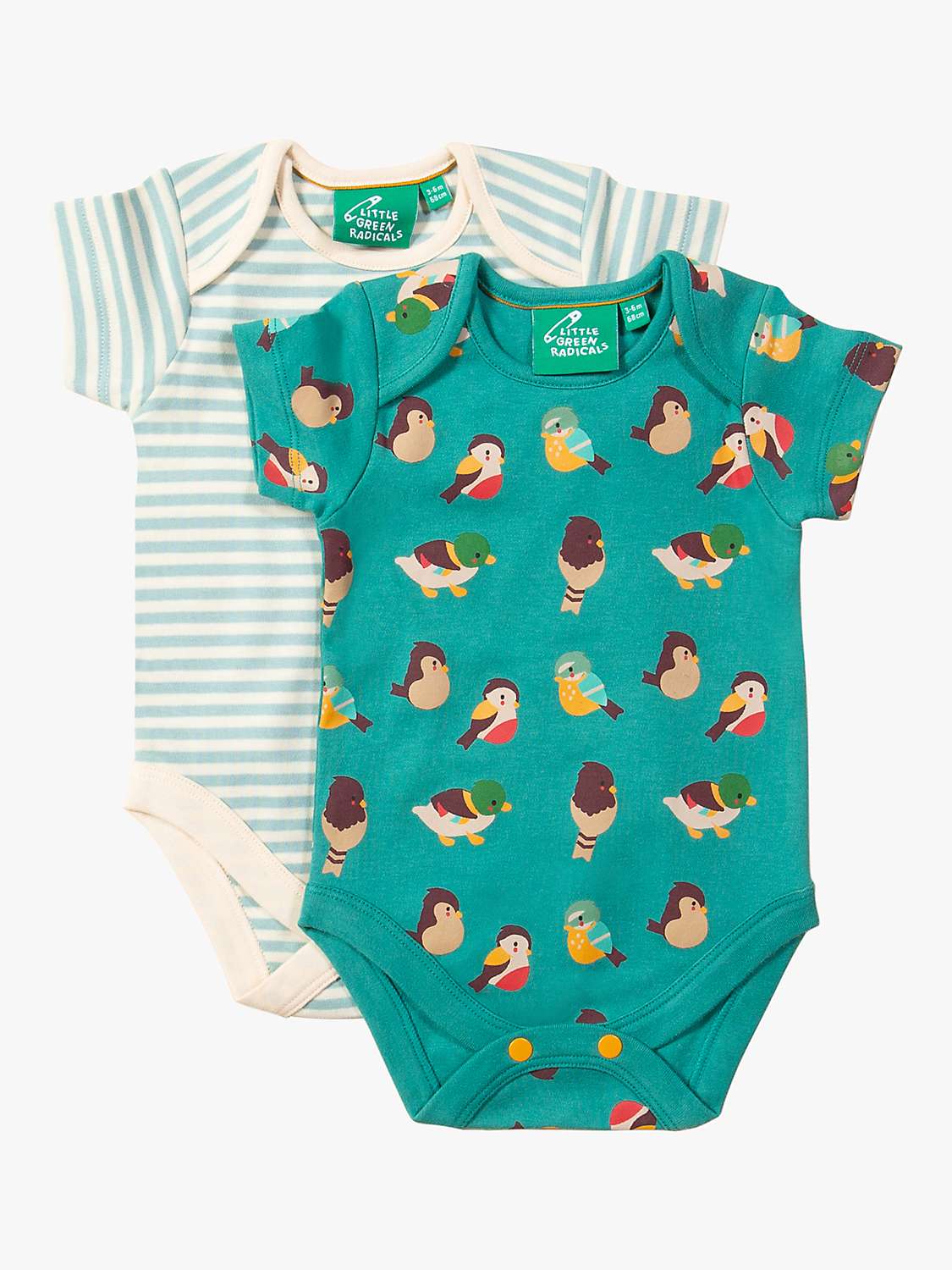 Buy Little Green Radicals Baby Garden Birds Organic Cotton Bodysuits, Pack of 2, Multi Online at johnlewis.com