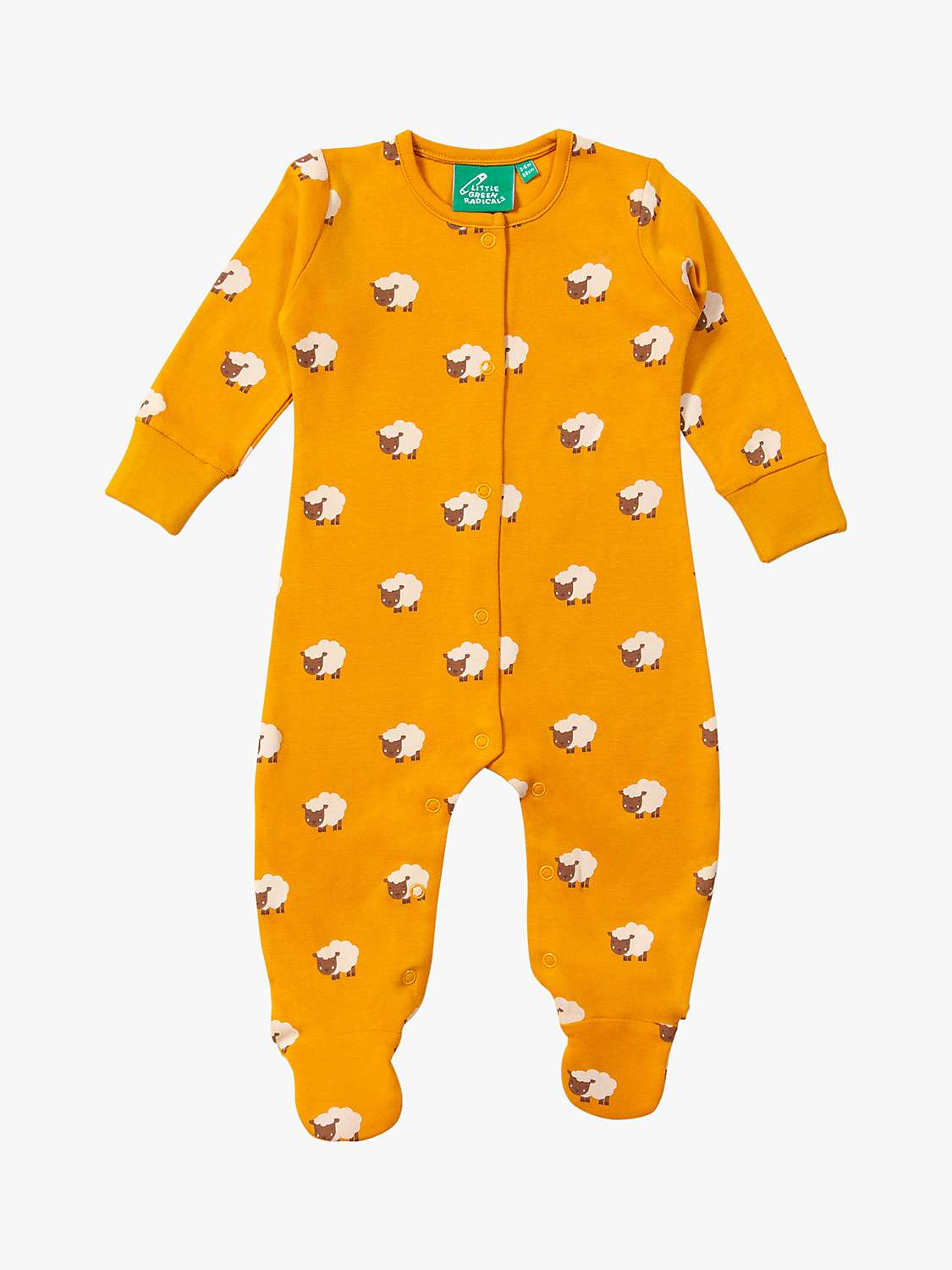 Buy Little Green Radicals Baby Organic Cotton Counting Sheep Babygrow, Yellow Online at johnlewis.com