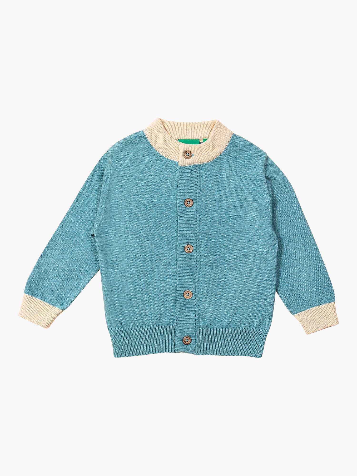 Buy Little Green Radicals Baby Organic Cotton From One To Another Sunshine Knit Cardigan, Blue Online at johnlewis.com