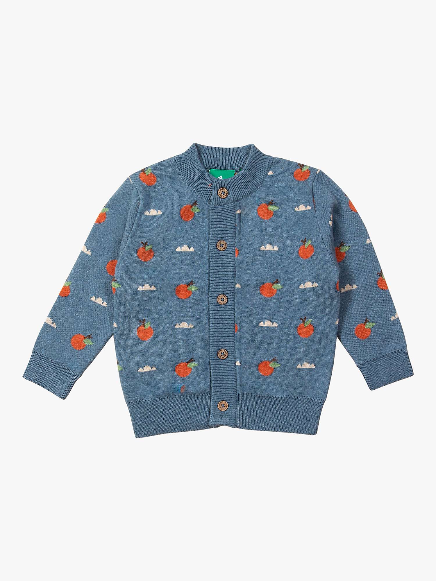 Buy Little Green Radicals Baby Organic Cotton From One To Another Orange Days Knit Cardigan, Blue Online at johnlewis.com
