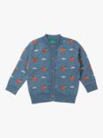 Little Green Radicals Baby Organic Cotton From One To Another Orange Days Knit Cardigan, Blue