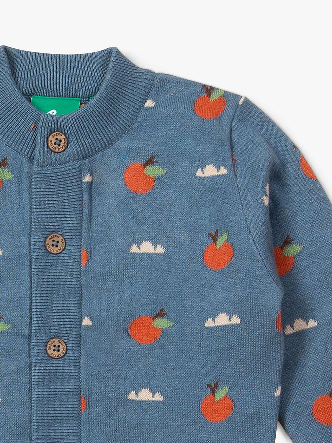 Buy Little Green Radicals Baby Organic Cotton From One To Another Orange Days Knit Cardigan, Blue Online at johnlewis.com