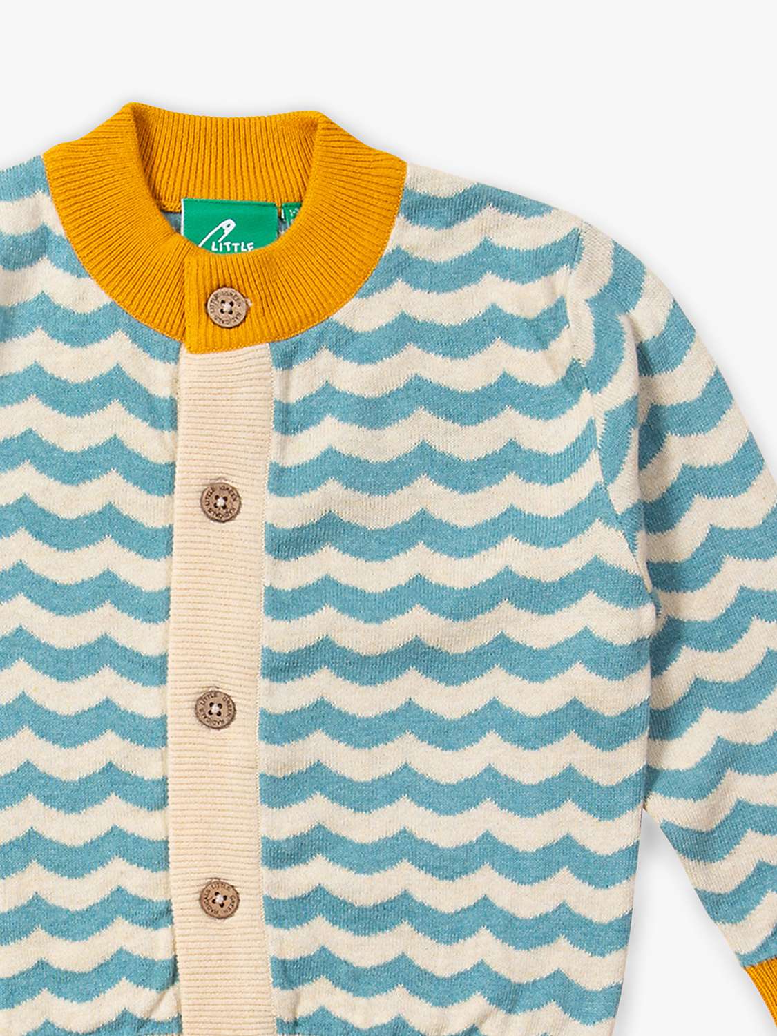 Buy Little Green Radicals Baby Organic Cotton From One To Another Sail Away Stripe Knit Cardigan, Blue/Yellow Online at johnlewis.com