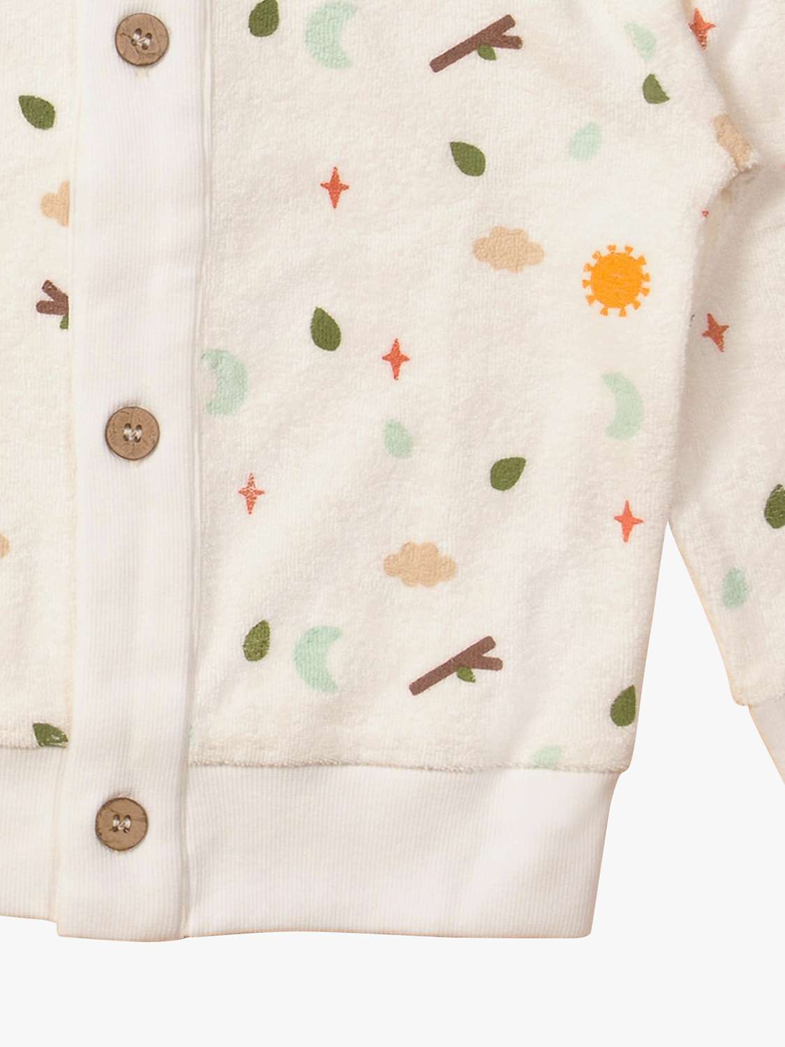 Buy Little Green Radicals Baby Organic Cotton Adventure Print Towelling Cardigan, White/Multi Online at johnlewis.com