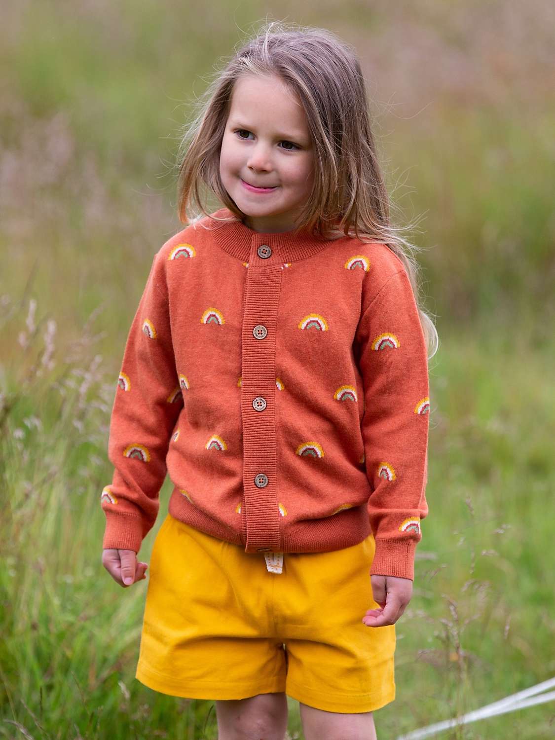 Buy Little Green Radicals Baby Organic Cotton From One To Another Rainbow Knit Cardigan, Walnut Online at johnlewis.com