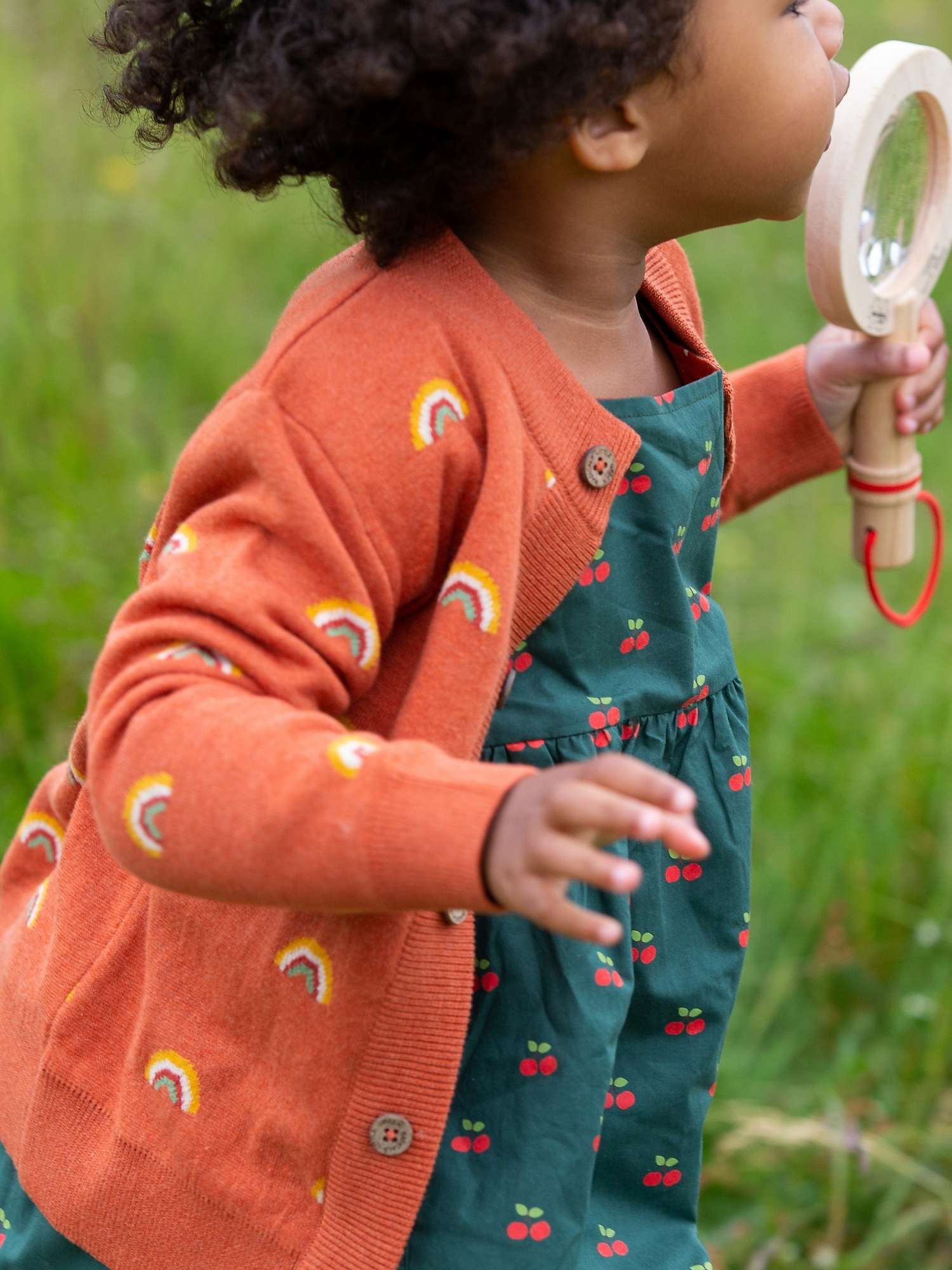Buy Little Green Radicals Baby Organic Cotton From One To Another Rainbow Knit Cardigan, Walnut Online at johnlewis.com