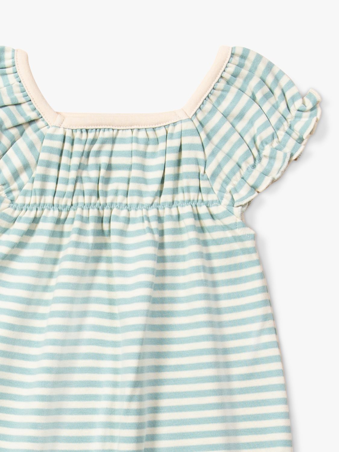Buy Little Green Radicals Baby Stripe Organic Cotton Frill Dress, Powder Blue/White Online at johnlewis.com