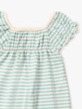 Little Green Radicals Baby Stripe Organic Cotton Frill Dress, Powder Blue/White