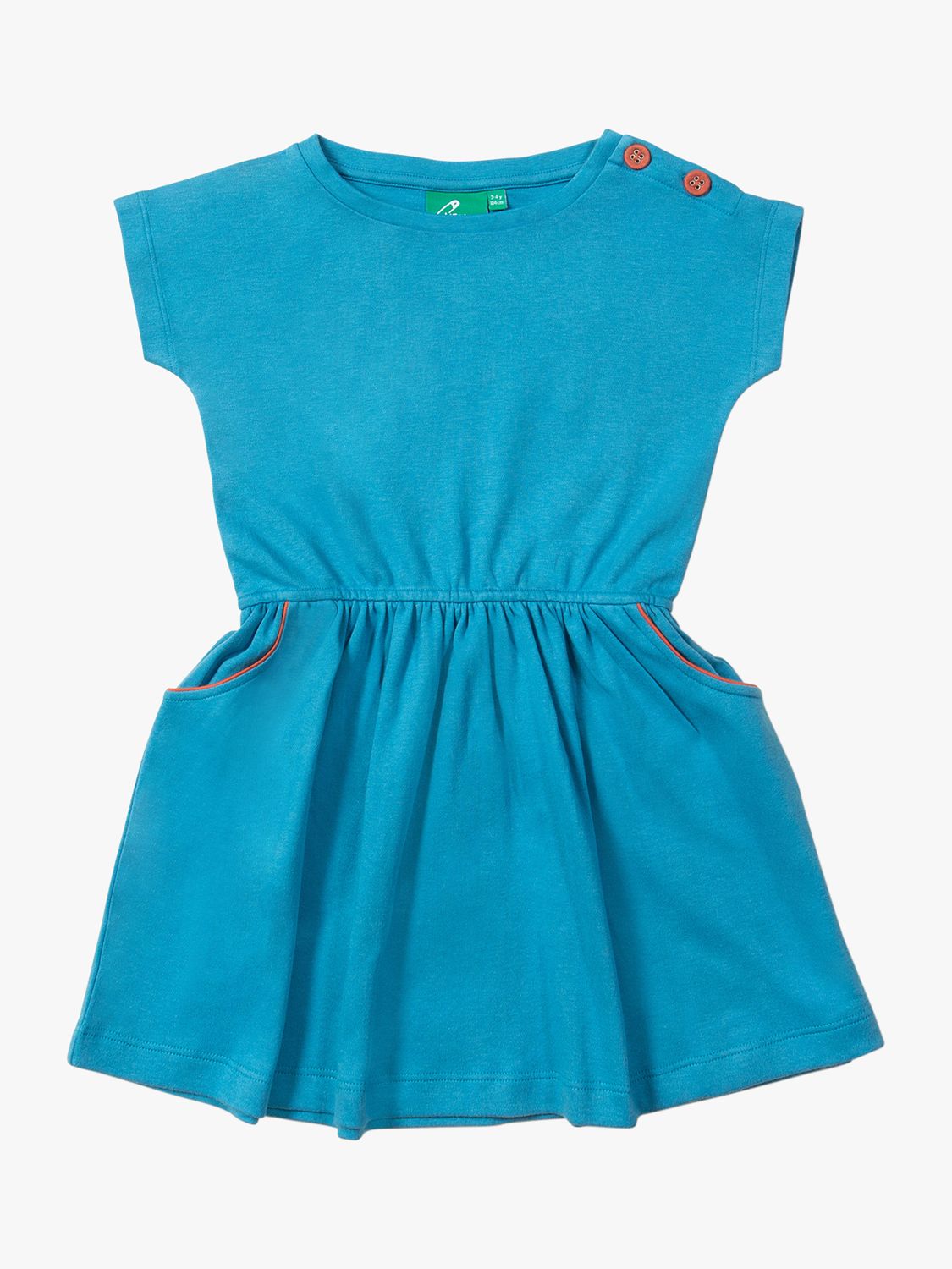 Little Green Radicals Baby Boat Neck Dress, Blue, 2-3 years