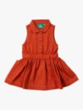 Little Green Radicals Baby Organic Cotton Pinafore Button Dress, Walnut Solid